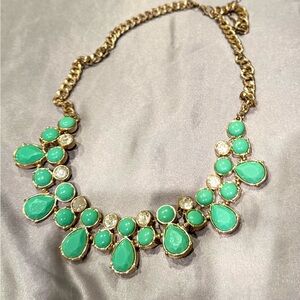 Vibrant Green and Gold Statement Necklace